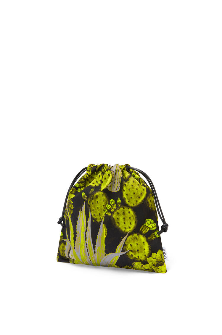 LOEWE Cactus drawstring pouch in canvas and calfskin Green pdp_rd
