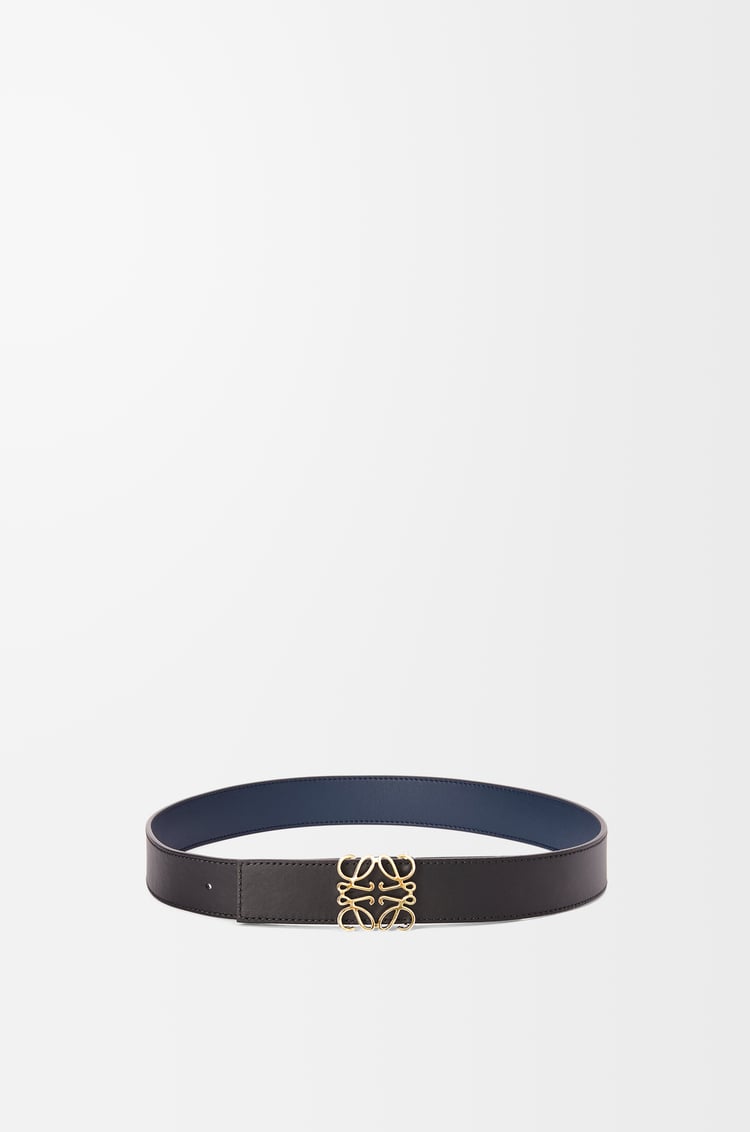 LOEWE Reversible Anagram belt in smooth calfskin Black/Ocean/Gold