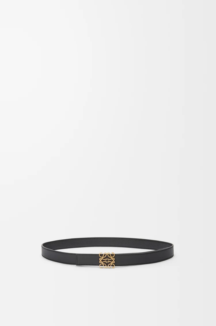 LOEWE Reversible Anagram belt in supple grained calfskin Black/Gold