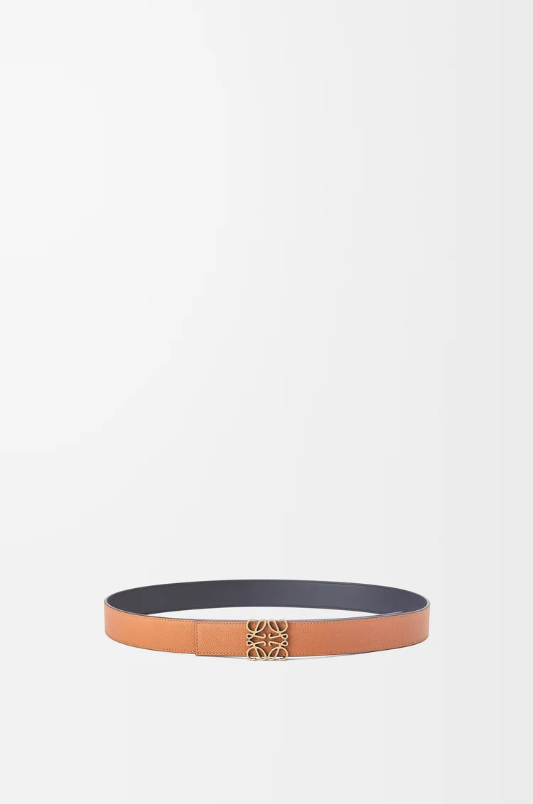 LOEWE Cinturón Anagram reversible en suave piel de ternera graneada Bronceado/Negro/Oro Viejo