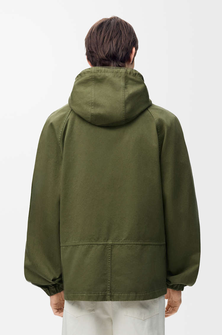 LOEWE Parka courte en coton Vert Kaki