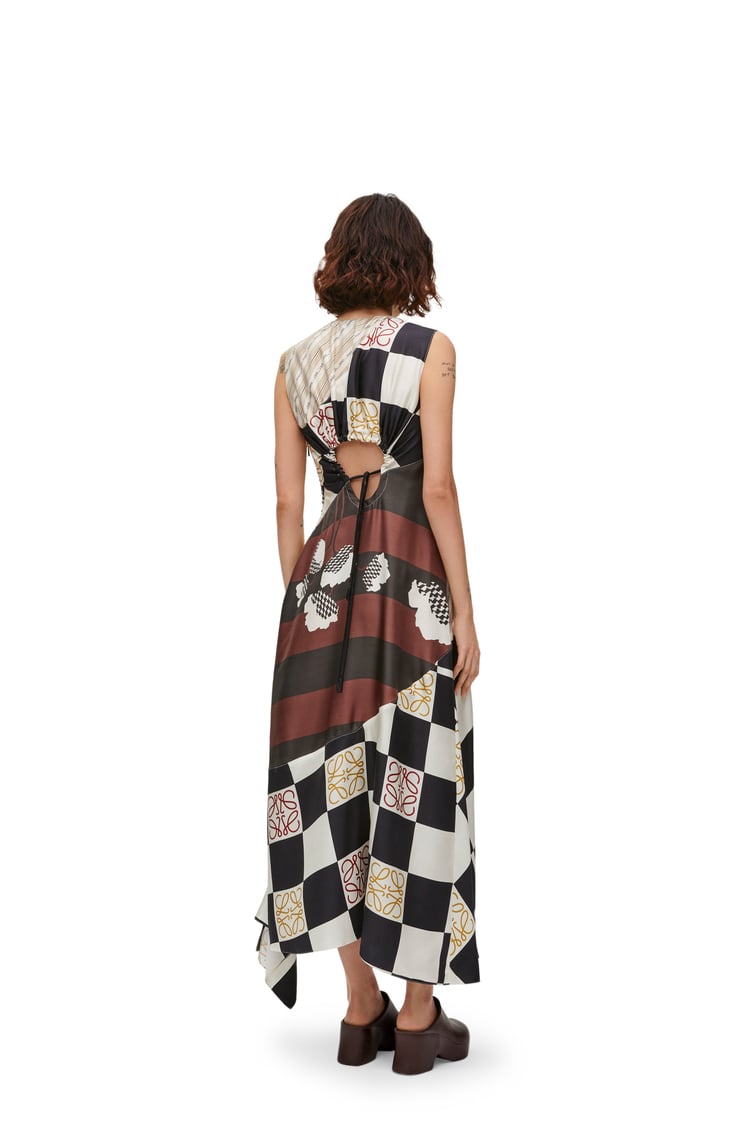 LOEWE Cut-out dress in silk Light Beige/Multicolor