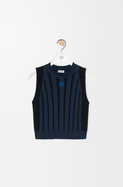 LOEWE Top en mezcla de viscosa elástica Azul Marino/Negro