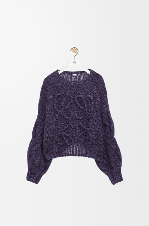LOEWE Pull Anagram en mohair mélangé Noir/Violet