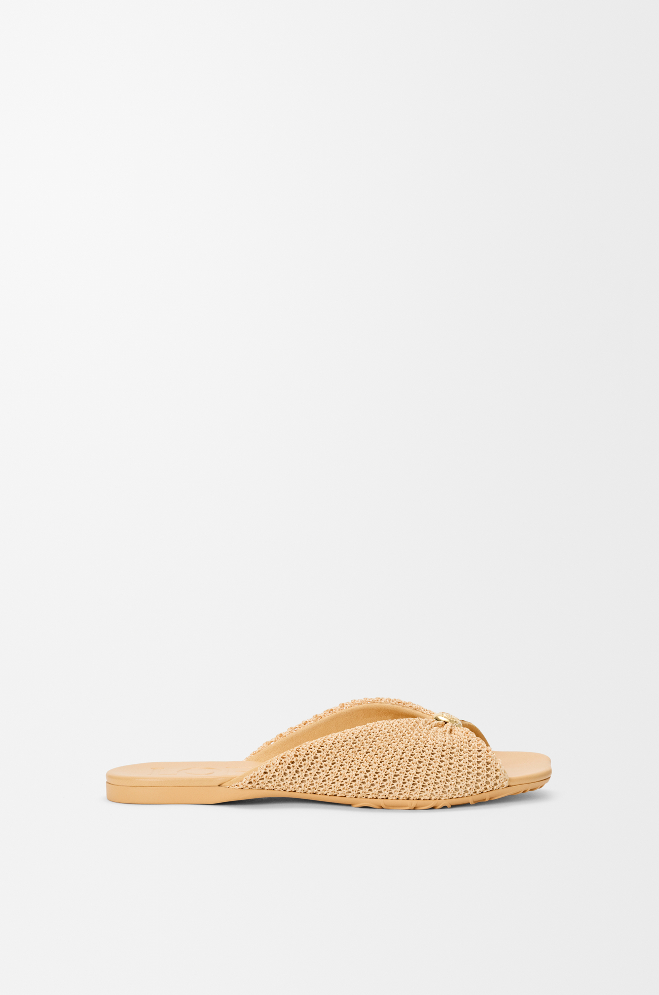 LOEWE Pebble Soft slide in raffia-effect fabric Natural