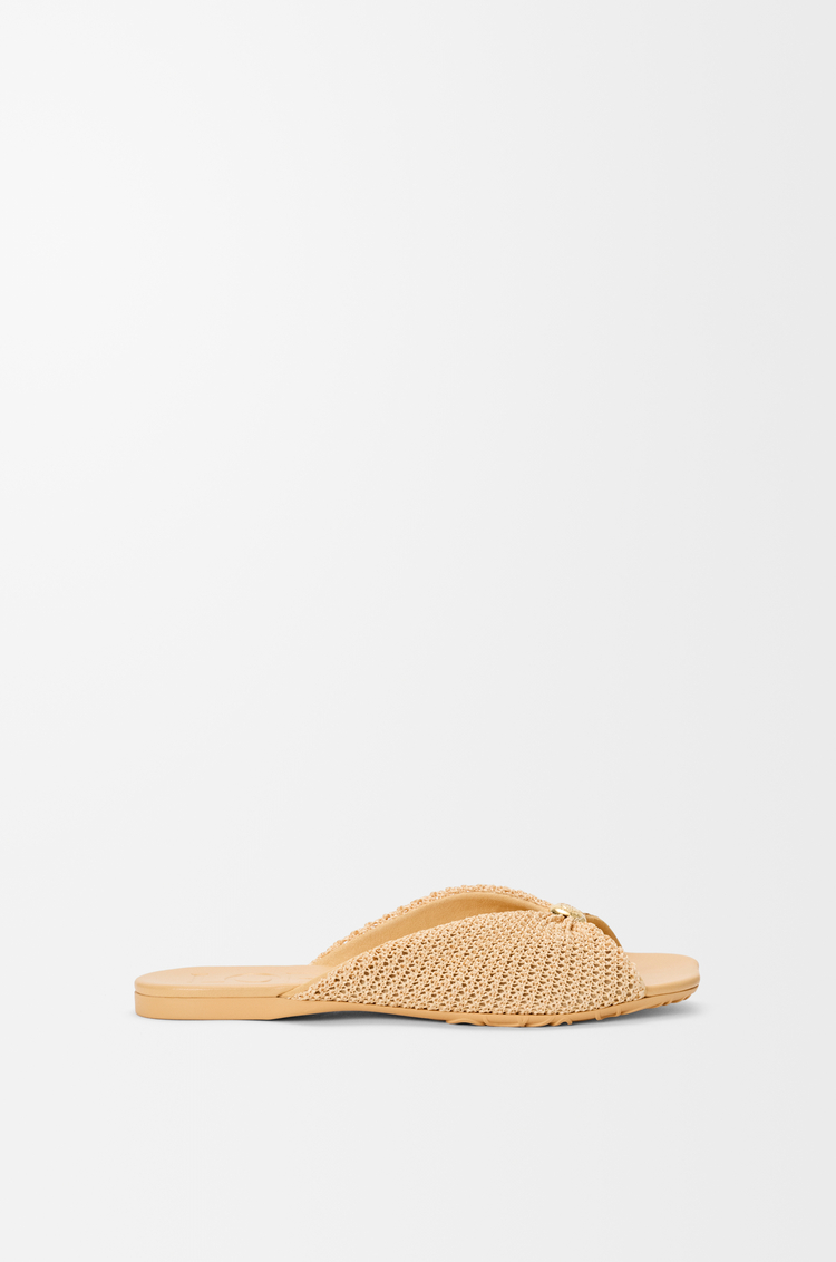 LOEWE Pebble Soft slide in raffia-effect fabric Natural