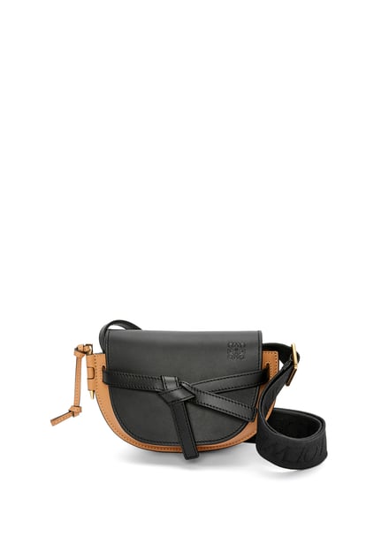 LOEWE Mini Gate Dual bag in soft calfskin and jacquard Black/Warm Desert plp_rd