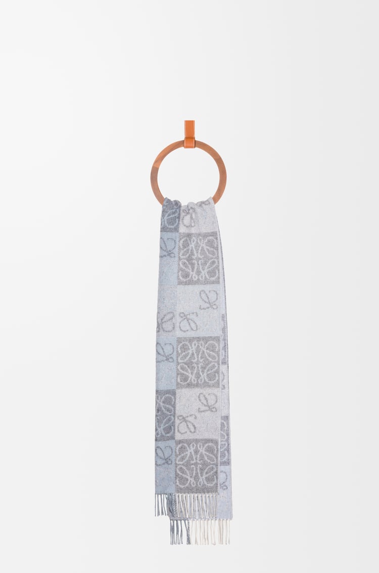 LOEWE Scarf in wool and cashmere Blue/White