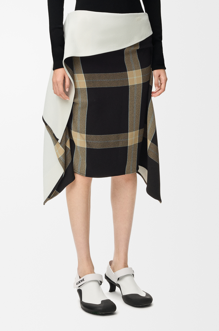 LOEWE Falda drapeada en viscosa elástica Negro/Beige