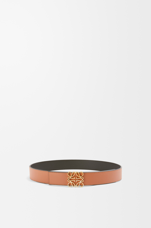 LOEWE リバーシブル アナグラム ベルト（スムースカーフ） タン/ブラック/ゴールド