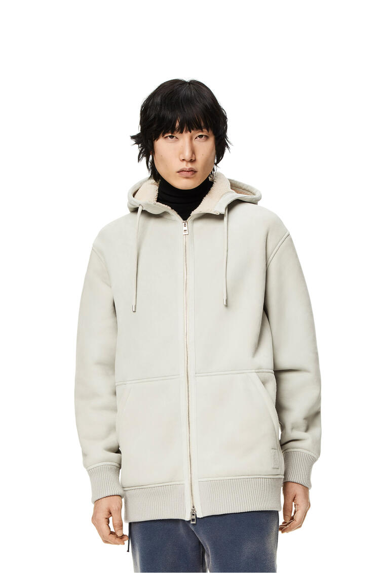 LOEWE Zip-up hoodie shearling Natural/White