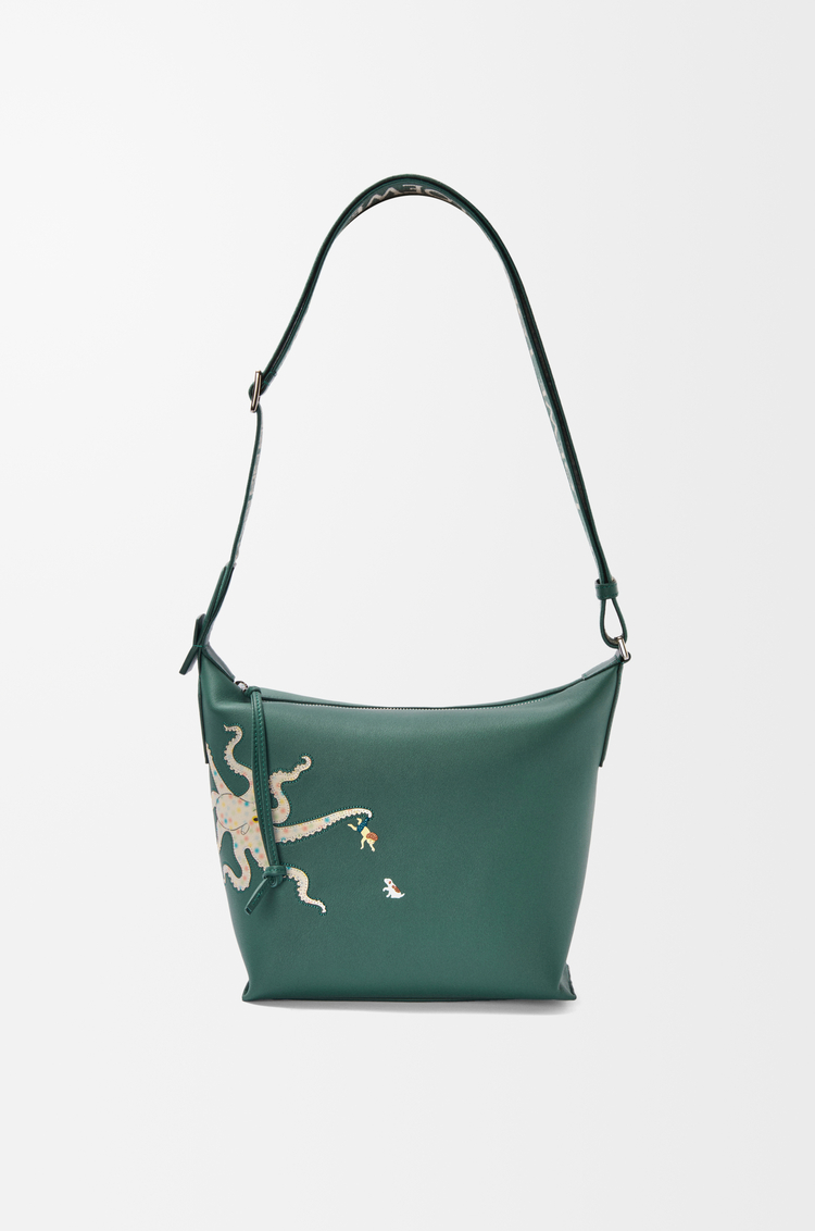 Octopus small Cubi crossbody bag in classic calfskin Green - LOEWE