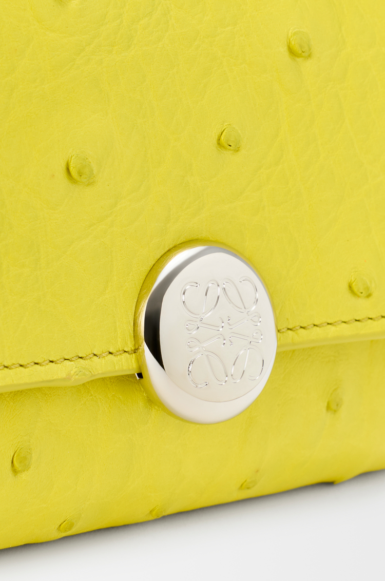 LOEWE Pebble small vertical wallet in ostrich Lemon
