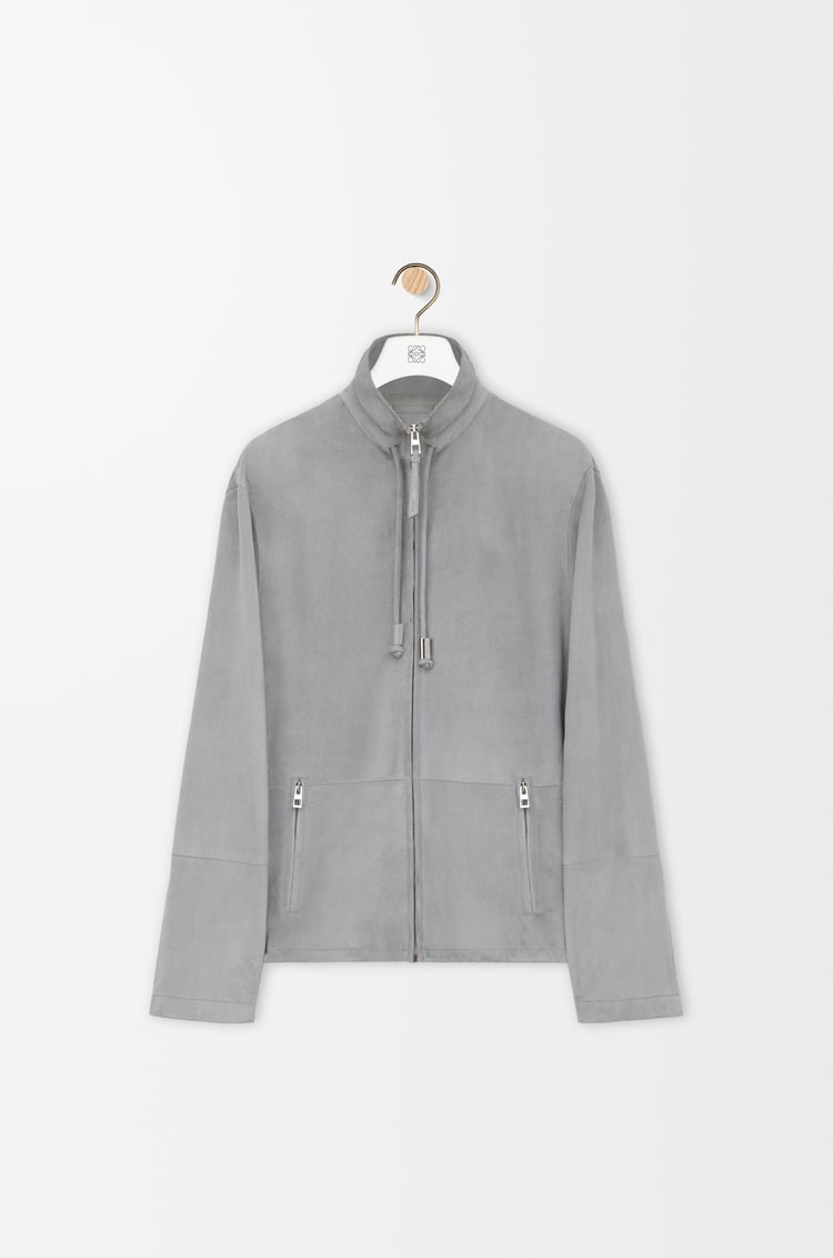 LOEWE Zip-up jacket in suede lambskin Light Grey