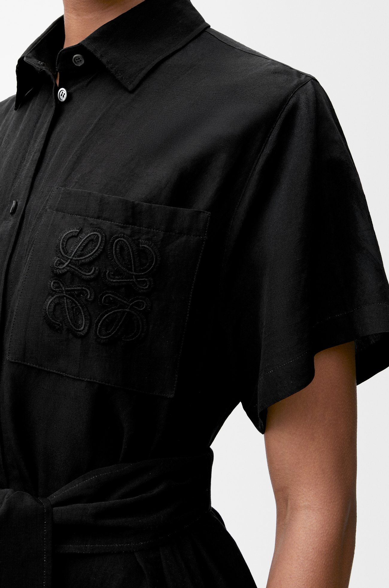 LOEWE Shirt dress in viscose and linen Black