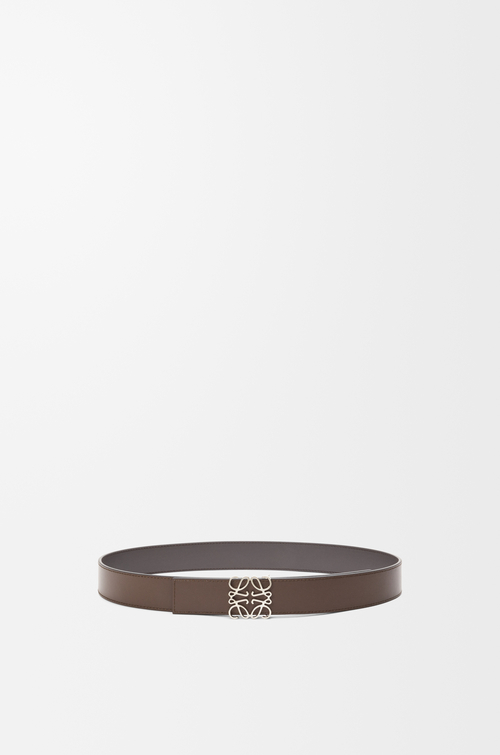 LOEWE Cinturón reversible Anagram en piel de ternera lisa Gris Oscuro/Paladio