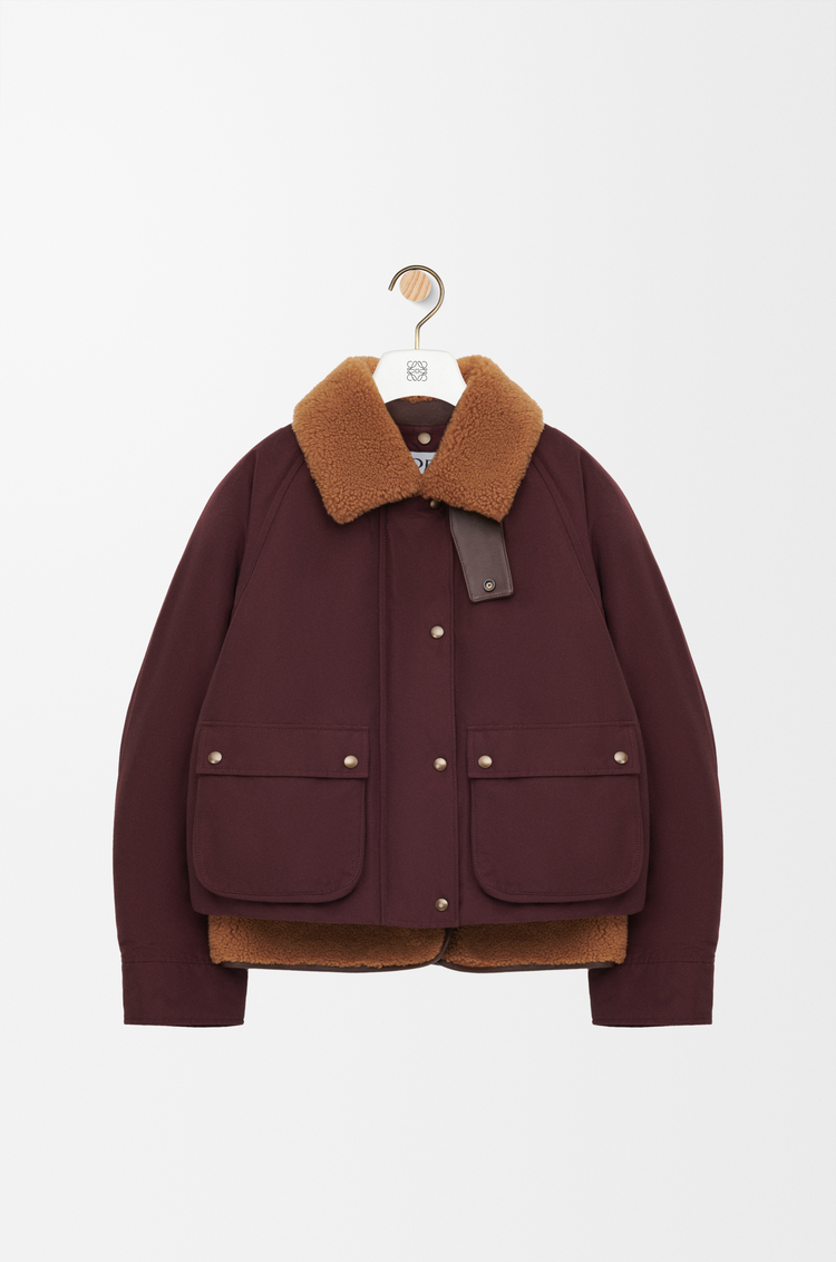 LOEWE Puffer in shearling and cotton blend Burgundy