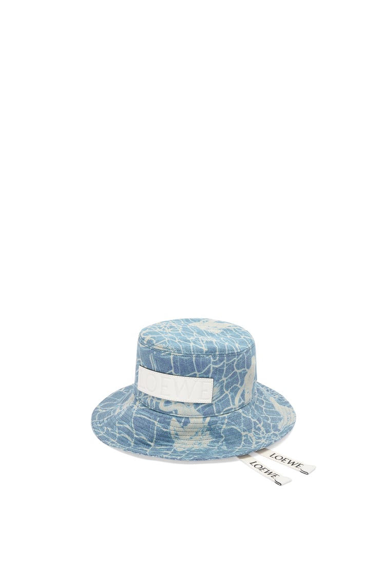 LOEWE Mermaid fisherman hat in denim and calfskin Washed Indigo/Soft White