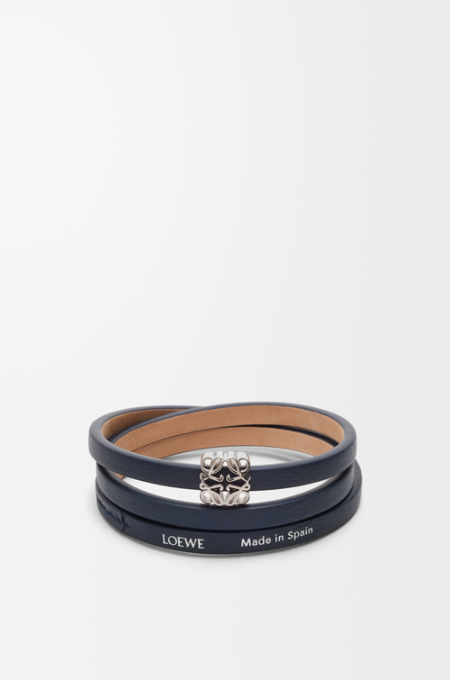 LOEWE Anagram Bombé twist bracelet in calfskin Deep Navy