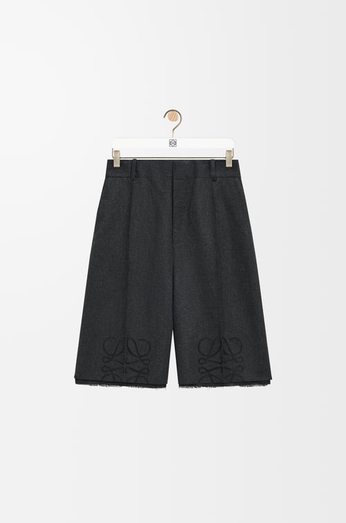 LOEWE Anagram shorts in wool and cashmere Charcoal Melange plp_rd