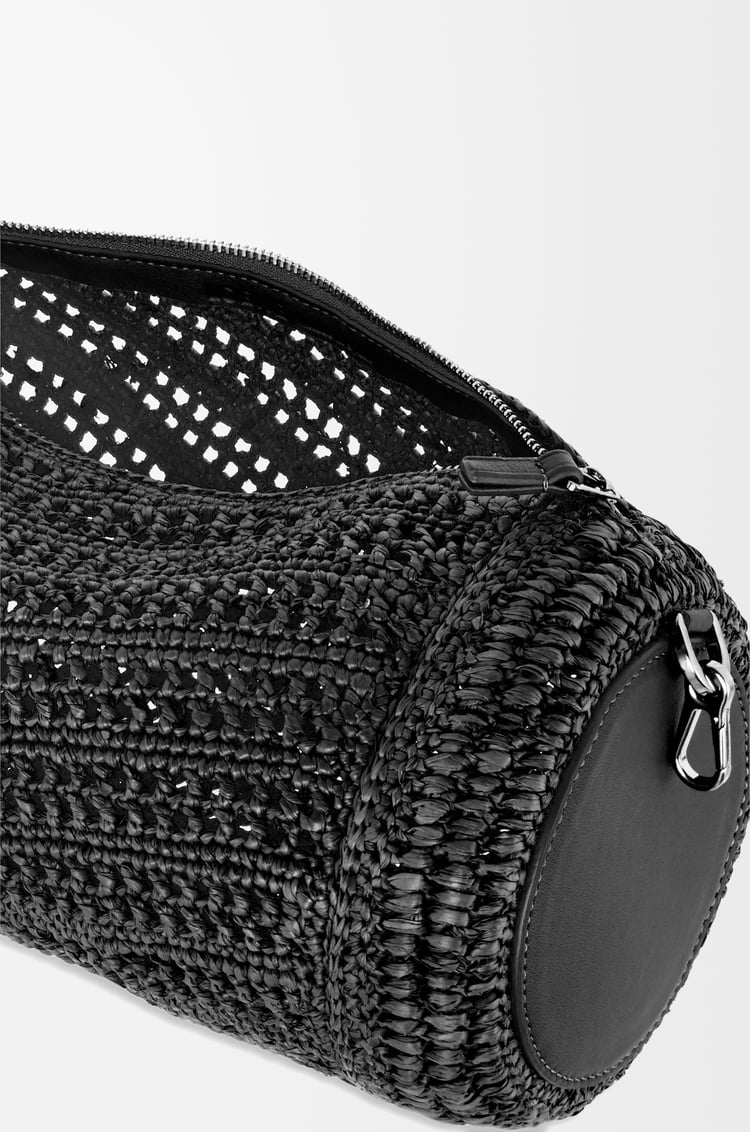 LOEWE Bracelet Pouch en rafia y piel de ternera Negro