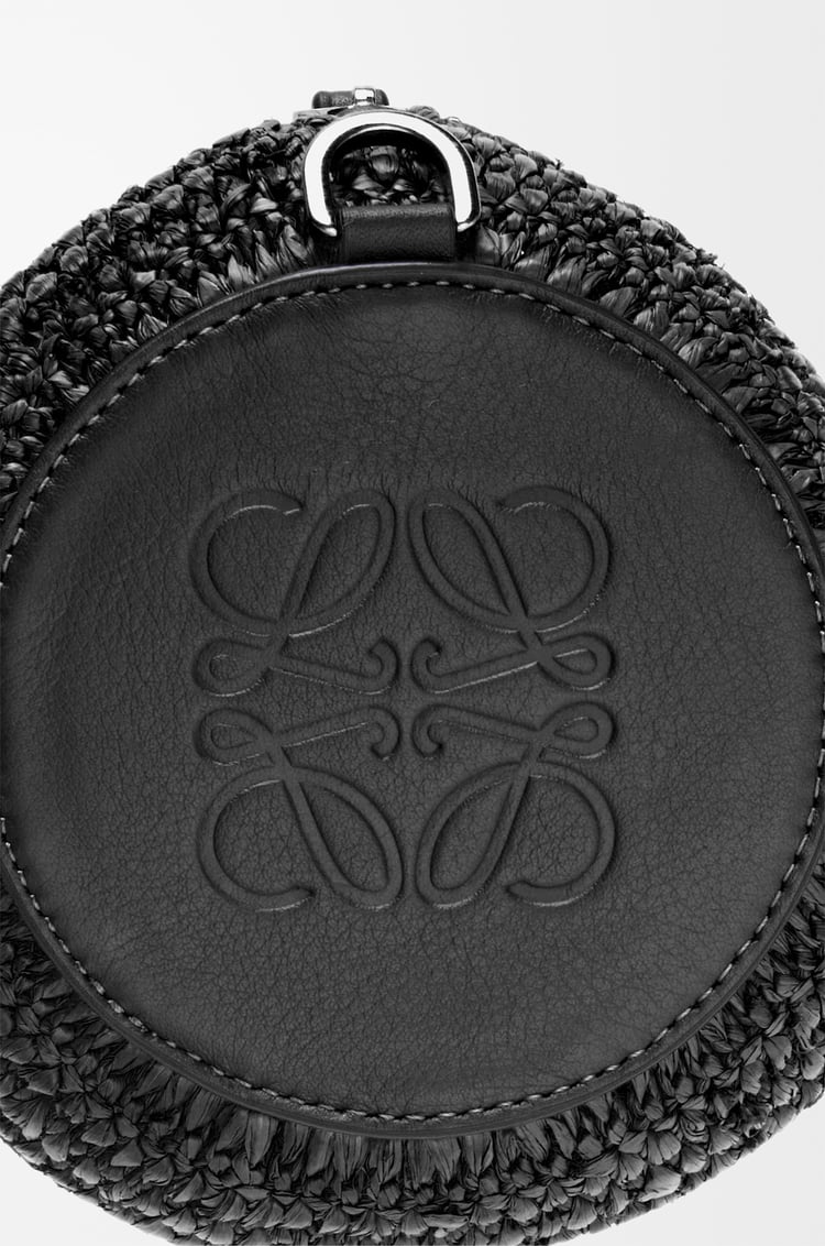 LOEWE Bracelet Pouch en rafia y piel de ternera Negro/Negro