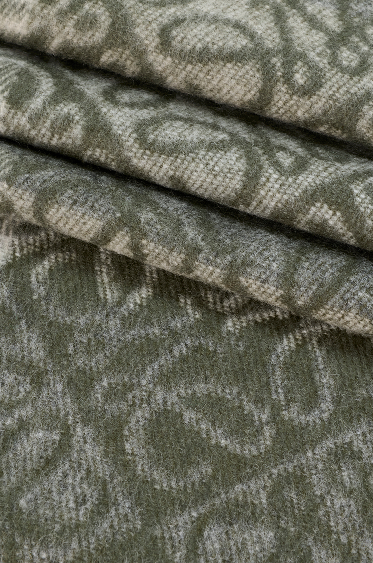 LOEWE Anagram scarf in wool and cashmere Green/Dark Green