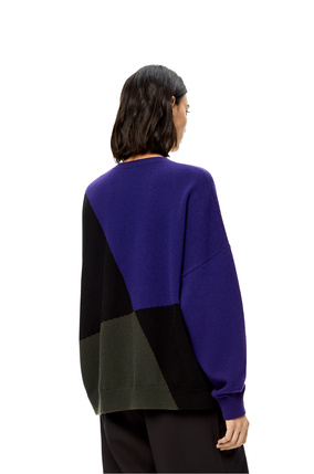 LOEWE Graphic oversize sweater in wool Navy Blue/Black plp_rd