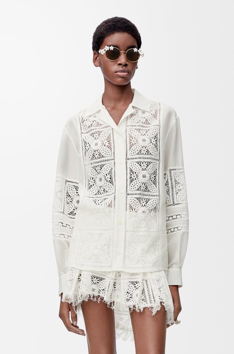 LOEWE Camisa en algodón y seda Blanco