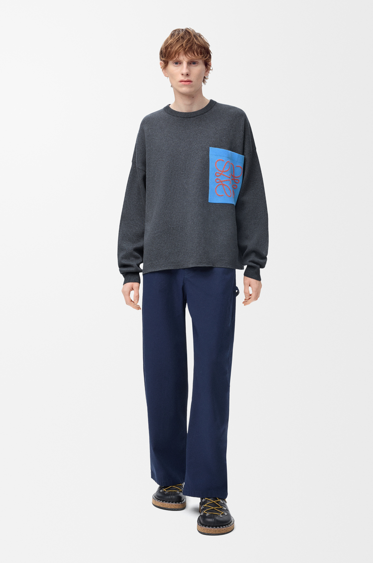 Anagram pocket sweater in cotton blend