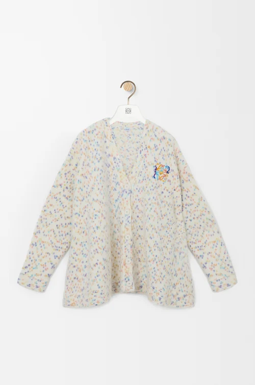 LOEWE Trapezförmiger Cardigan aus einer Woll-Alpaka-Mischung Weiß/Mehrfarbig