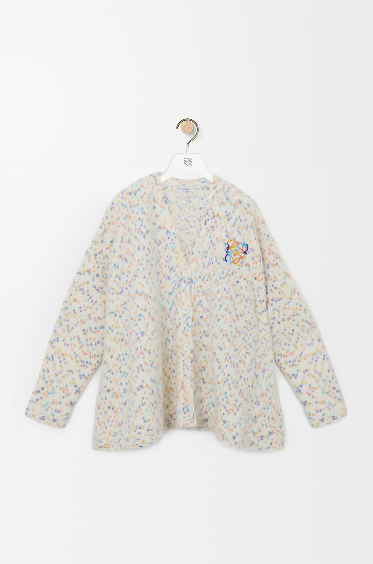 LOEWE Cárdigan trapecio en mezcla de lana y alpaca Blanco/Multicolor