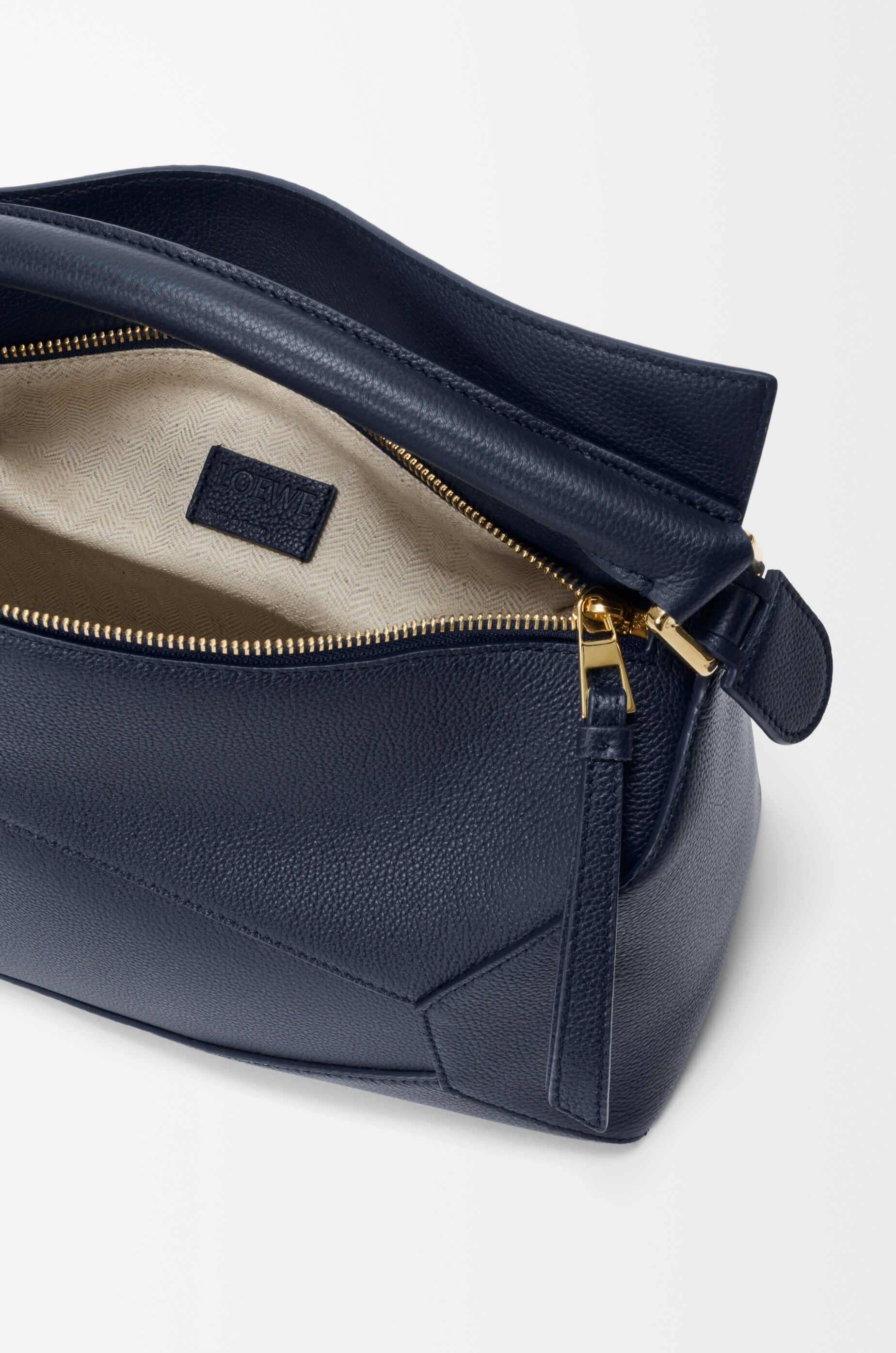 Medium Puzzle Edge bag in soft grained calfskin Blue - LOEWE