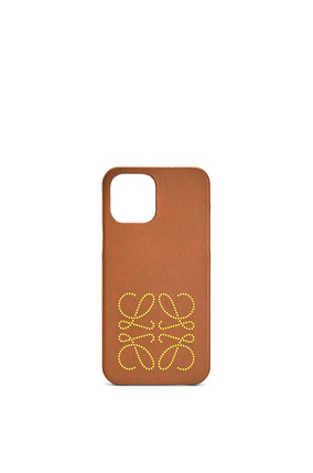 LOEWE Brand phone cover in calfskin for iPhone 12 Pro Max Tan plp_rd