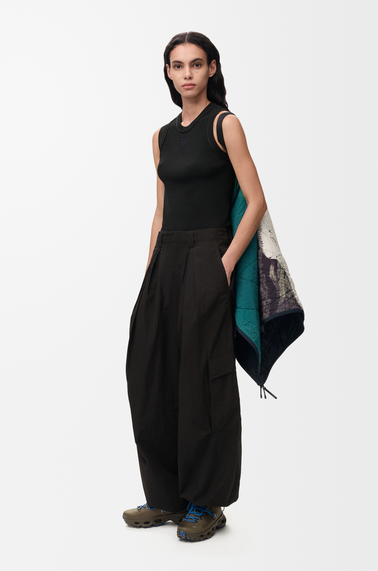 LOEWE Quilted poncho in technical shell Black/Multicolor