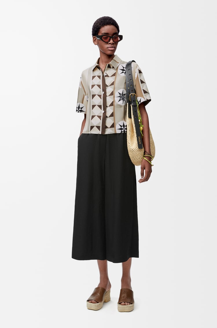 LOEWE Short sleeve shirt in silk Beige/Multicolor