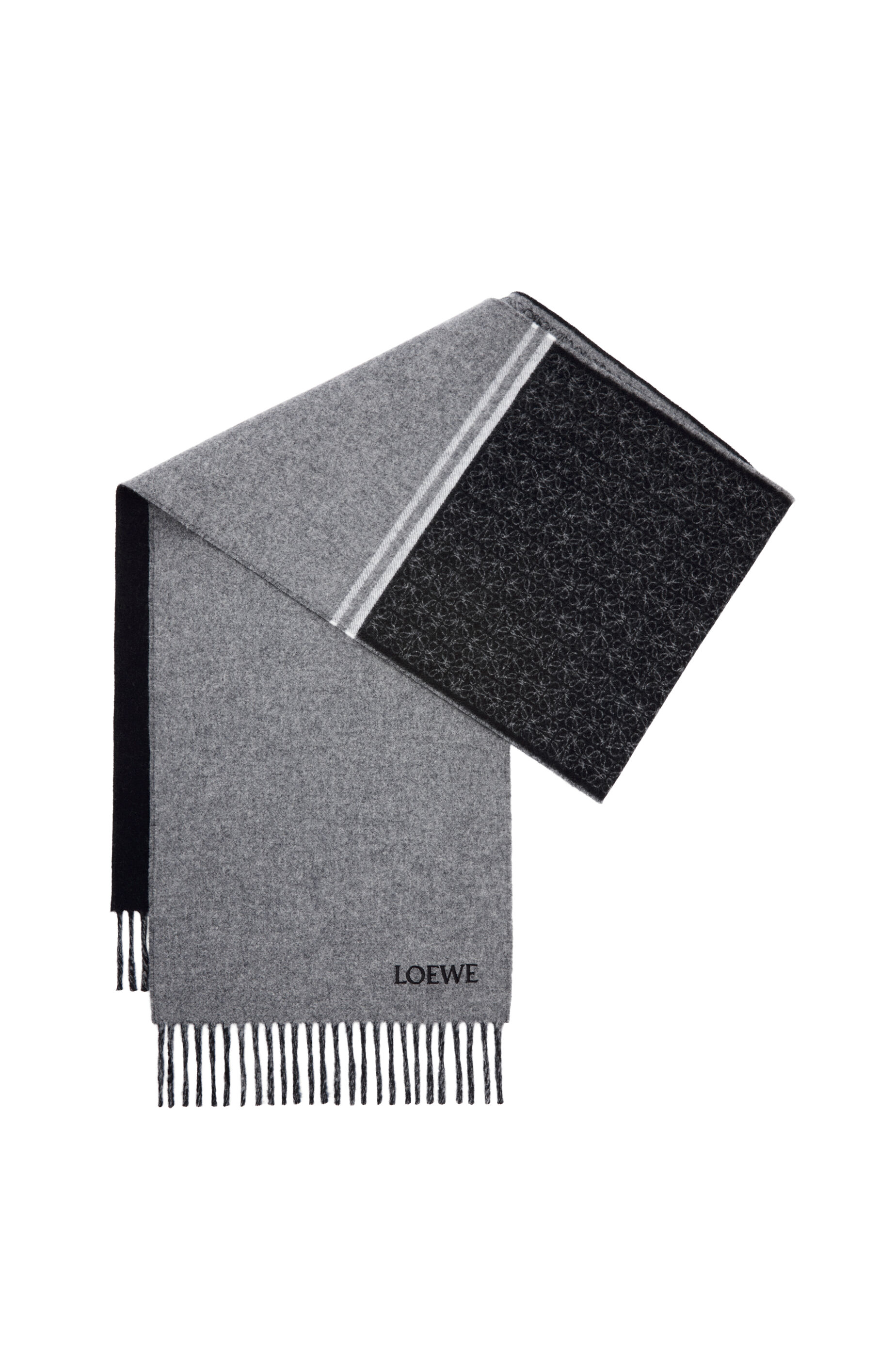 Scarf in wool and cashmere Black Grey LOEWE