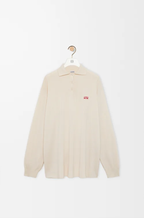 LOEWE Polo sweater in cashmere and silk blend White