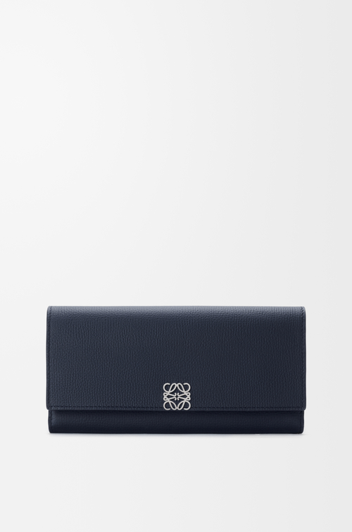 LOEWE Cartera continental Anagram en piel de ternera graneada Azul Marino