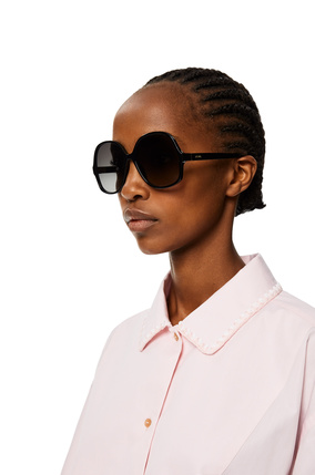 LOEWE Thin acetate oval sunglasses Shiny Black plp_rd