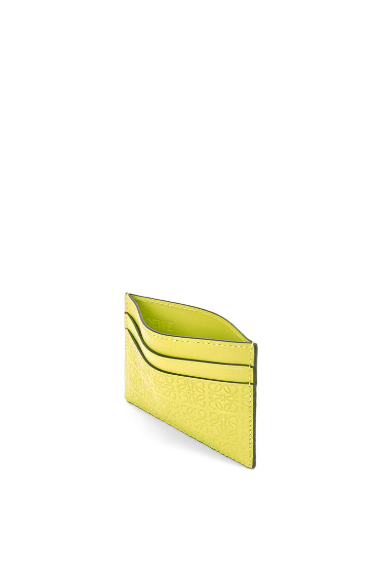 LOEWE Repeat plain cardholder in embossed silk calfskin Lime Yellow