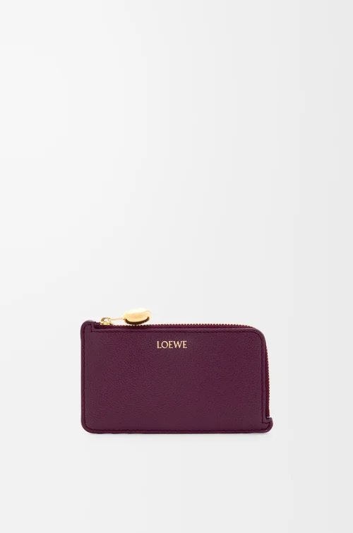 LOEWE Pebble coin cardholder in pebble grained calfskin Plum