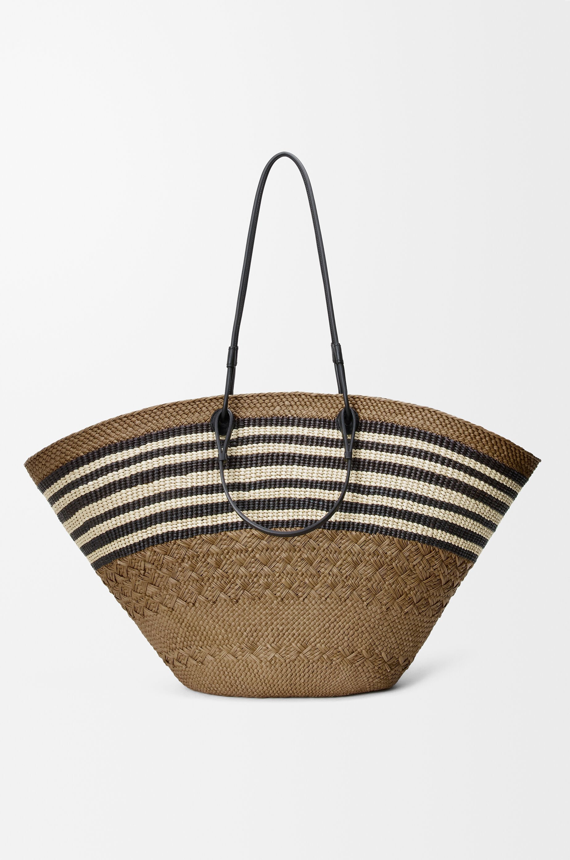 Small Anagram Basket bag in iraca palm and calfskin Beige
