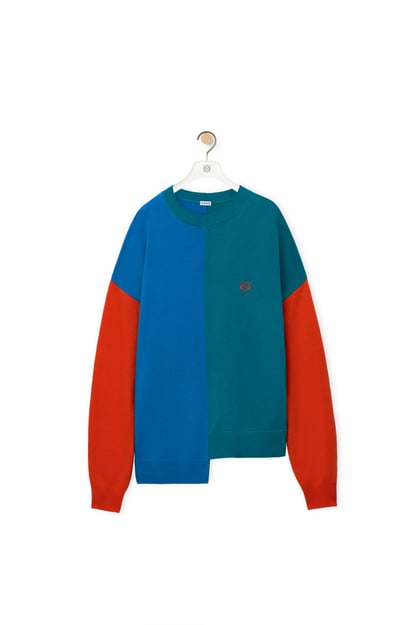LOEWE Asymmetric sweater in wool 橘色/藍色