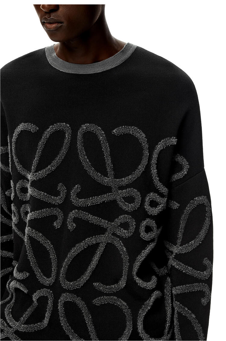 LOEWE Anagram jacquard sweater in cotton and linen Black/Anthracite pdp_rd