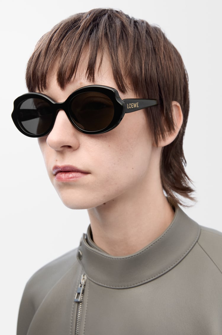 LOEWE 迷你 Slim Oval 太阳镜 黑色