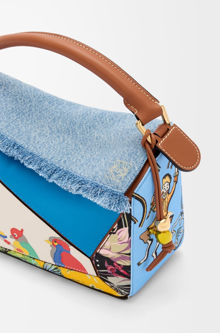 LOEWE Puzzle 10 Paula’s Ibiza Parrot re-edition bag in calfskin and textile Multicolor