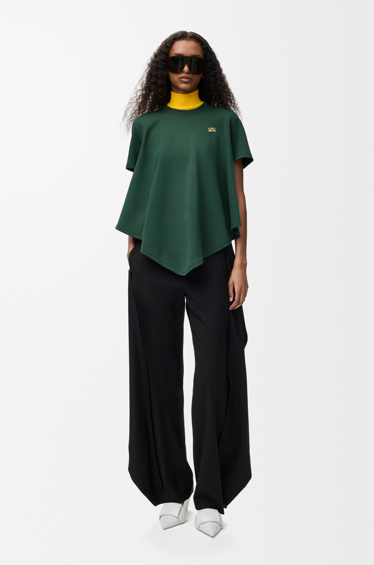 LOEWE T-shirt a mantella in misto cotone Verde Scuro