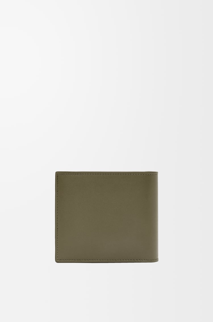 LOEWE 丝绸牛皮革双折硬币钱包 卡其绿色