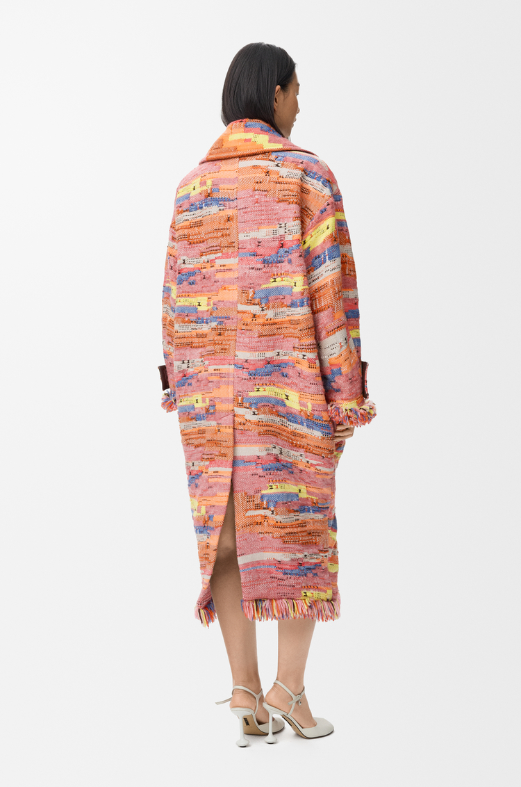 Coat in wool blend jacquard
